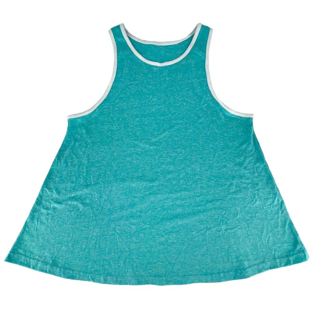 Racerback Tank Top Caribbean Melange White Trim -No Tags- Measurements Included